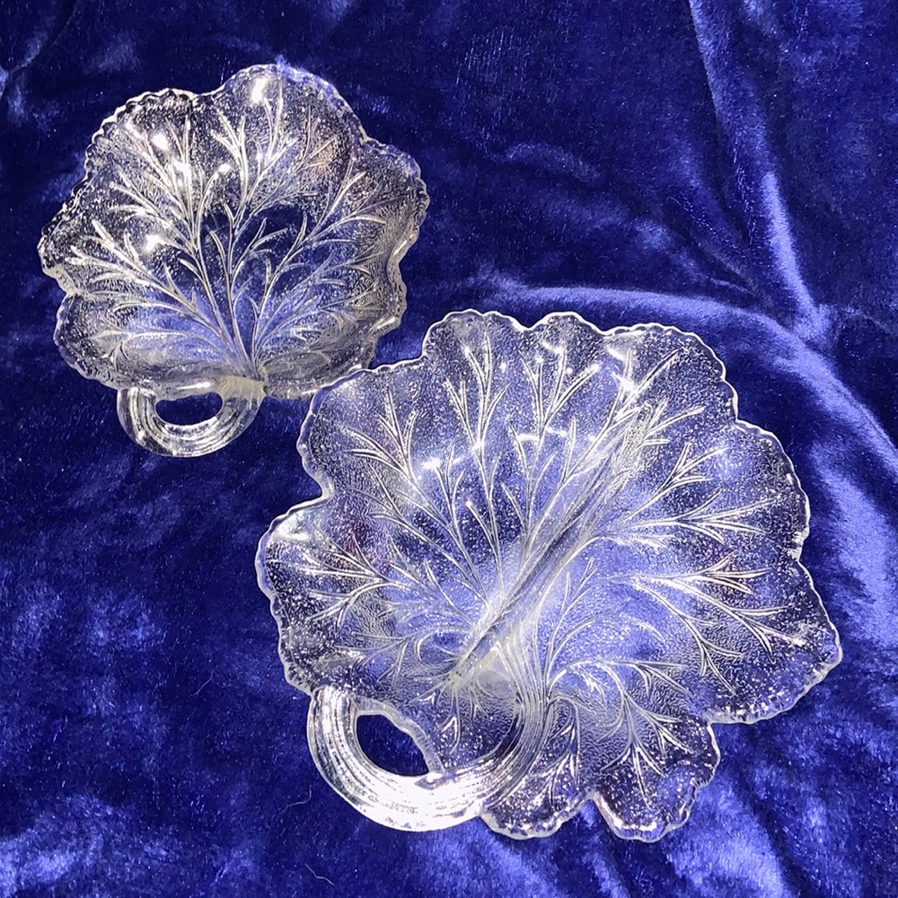 Last chance Pair of Leaf Shaped Candy dishes